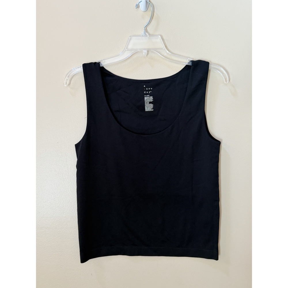 NEW A New Day Women's Black Scoop Neck Cropped Tank Top Size XXL NWT